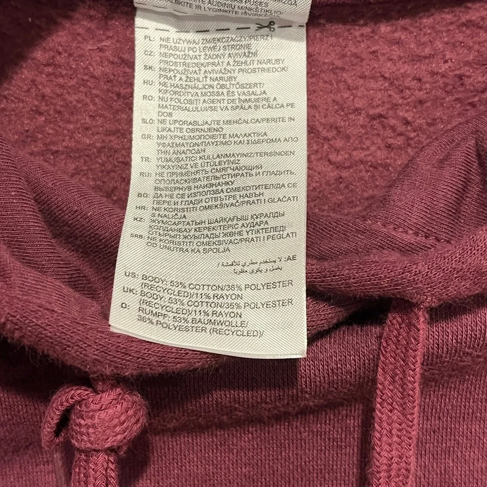 Adidas Hoodie Mens Medium Burgundy Yellow Graphic Logo Pullover Sweatshirt